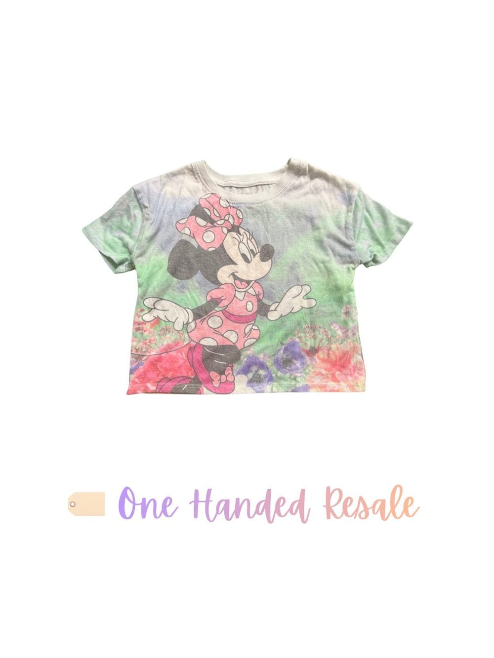🌸 Disney Minnie Mouse Pink Green Floral Graphic Kids Tee Spring 3T